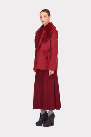 Double Faced Shearling Coat Red