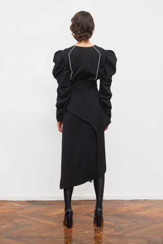 Dramatic Black Top With Voluminous Sleeves Black