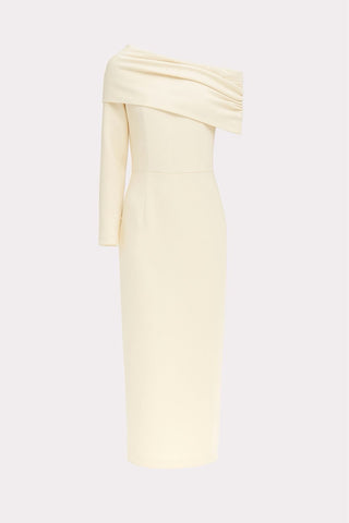 One Shoulder Cowl-Neck Midi Dress - Light Vanilla