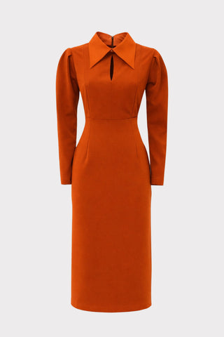 Solid Formal Midi Dress - Terracotta