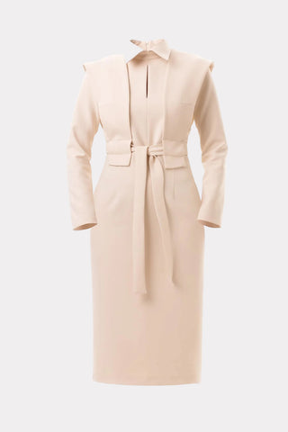 Ecru Fashion Fitted Midi Dress