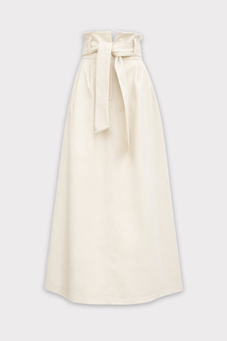 Ecru High Waist A-Line Long Skirt With Belt - Julia Allert