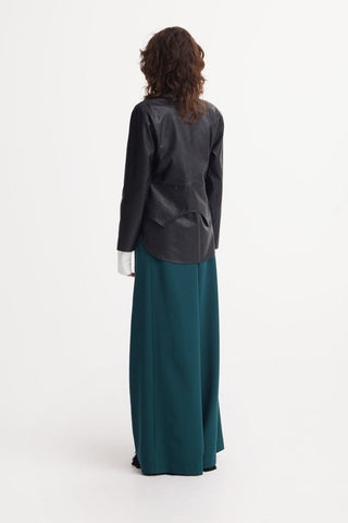 Elastic High Waist Wide Leg Trousers - Green - Julia Allert