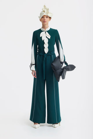 Elastic High Waist Wide Leg Trousers - Green