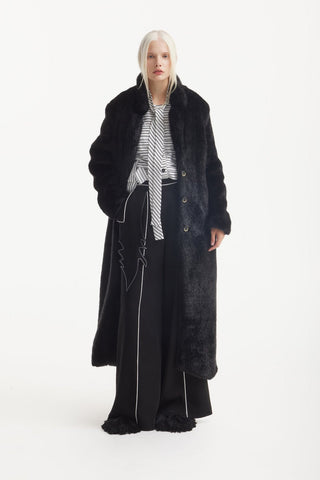 Elasticated Waist Trousers With Contrast Piping Black - Julia Allert