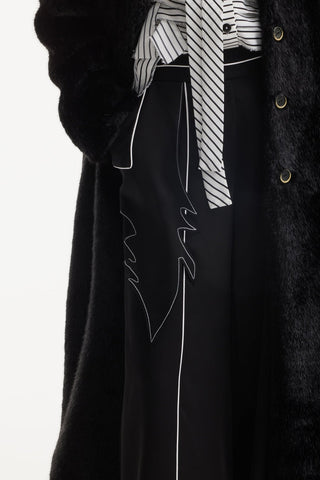 Elasticated Waist Trousers With Contrast Piping Black - Julia Allert