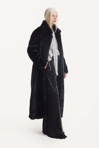Elasticated Waist Trousers With Contrast Piping Black - Julia Allert