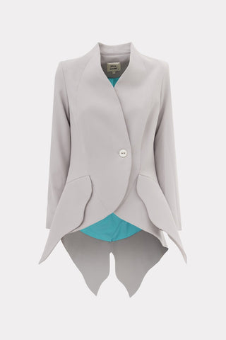 Elegant Blazer With Curved Hem Beige-Gray - Julia Allert