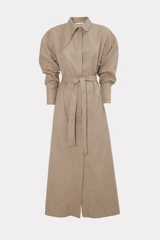 Elegant Dress Shirt Ankle Length Wool-Blend Beige