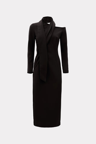 Elegant Evening Open Shoulder Midi Dress Black - Julia Allert
