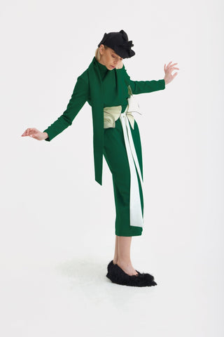 Elegant Evening Open Shoulder Midi Dress Green - Julia Allert