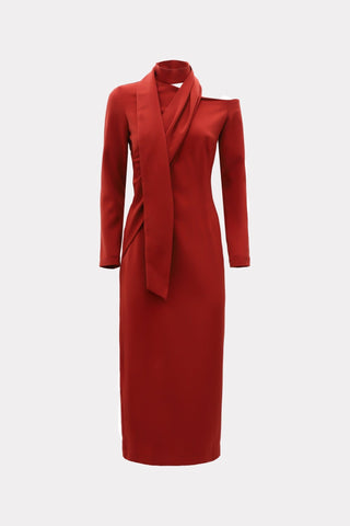 Elegant Evening Open Shoulder Midi Dress Terracotta - Julia Allert