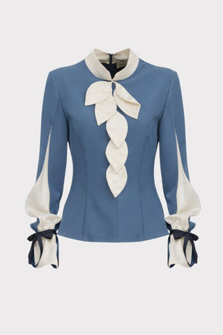 Elegant Fitted Blouse - Blue - Julia Allert