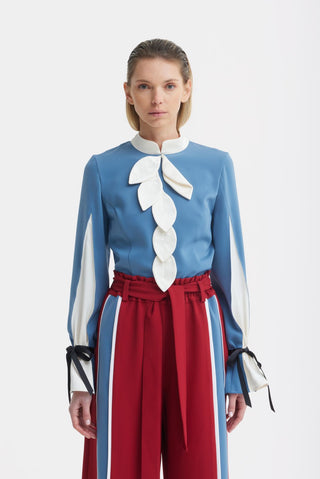Elegant Fitted Blouse - Blue - Julia Allert