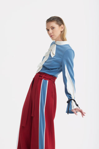Elegant Fitted Blouse - Blue - Julia Allert