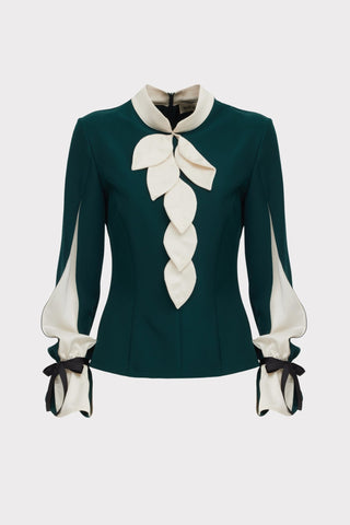 Elegant Fitted Blouse - Emerald - Julia Allert