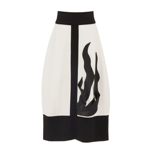 Elegant Flared Midi Skirt White Black