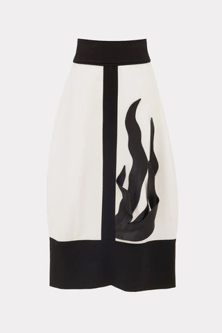 Elegant Flared Midi Skirt White Black
