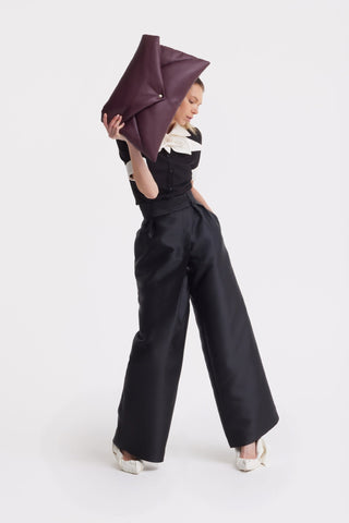Elegant High-Waisted Silk Organza Pants – Black - Julia Allert