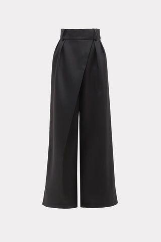 Elegant High-Waisted Silk Organza Pants – Black - Julia Allert