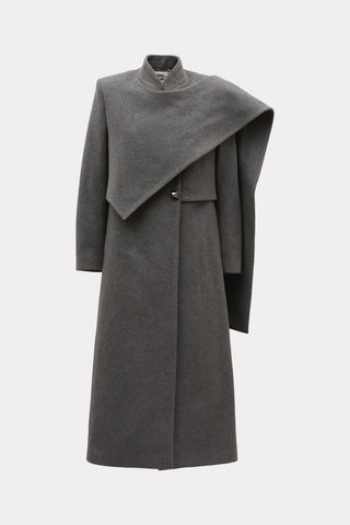 Elegant Long Draped Transformer Mid-Season Coat – Grey - Julia Allert
