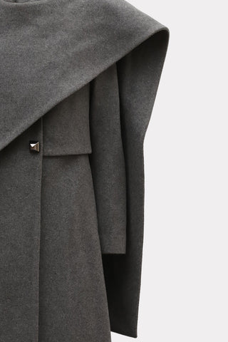 Elegant Long Draped Transformer Mid-Season Coat – Grey - Julia Allert