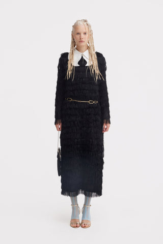 Evening Fringe Straight Loose Fit Dress – Black Sparkle