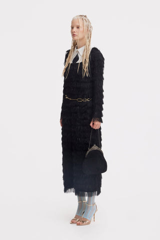 Evening Fringe Straight Loose Fit Dress – Black Sparkle - Julia Allert