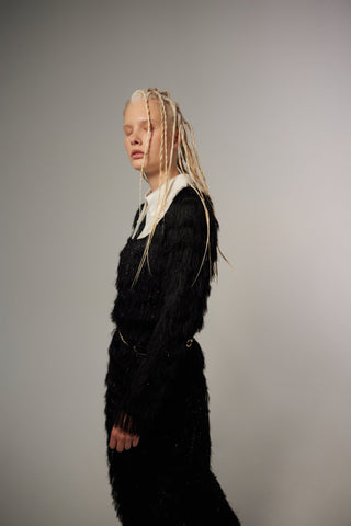 Evening Fringe Straight Loose Fit Dress – Black Sparkle - Julia Allert