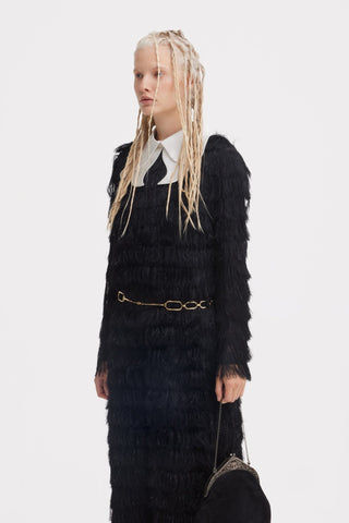 Evening Fringe Straight Loose Fit Dress – Black Sparkle - Julia Allert