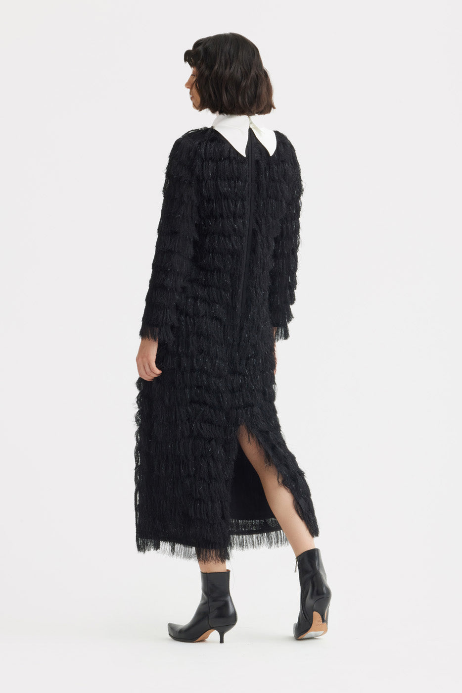 Evening Fringe Straight Loose Fit Dress Black Sparkle S Evening Fringe Straight Loose Fit Dress Black Sparkle S