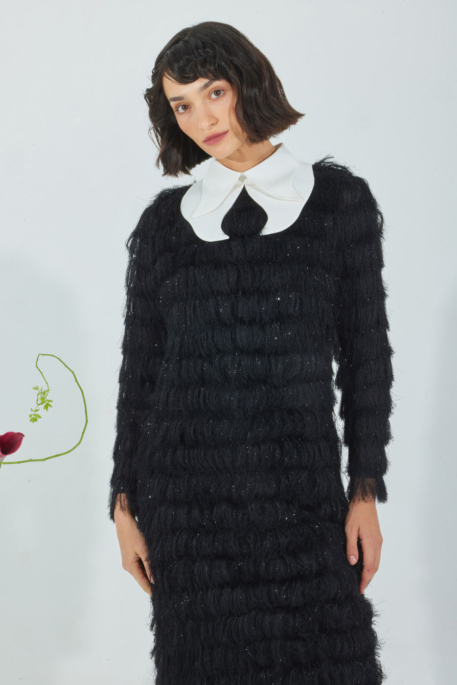 Evening Fringe Straight Loose Fit Dress Black Sparkle S Evening Fringe Straight Loose Fit Dress Black Sparkle S
