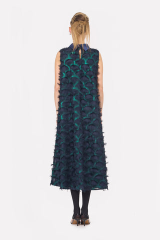 Evening Gown A-Line Maxi Dress With Fleecy Decor