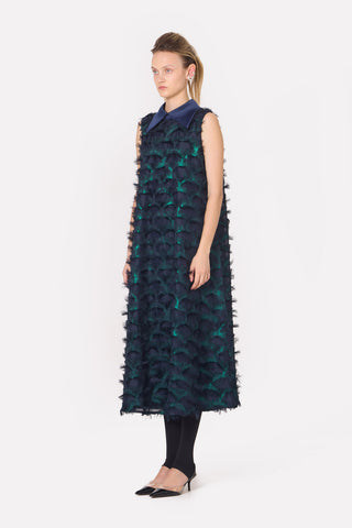 Evening Gown A-Line Maxi Dress With Fleecy Decor