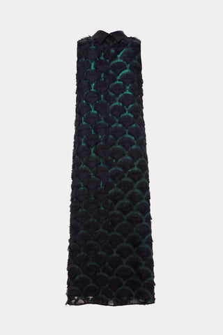Evening Gown A-Line Maxi Dress With Fleecy Decor