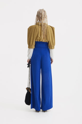 Evening Metallic Knit Puff Sleeve Blouse - Gold - Julia Allert