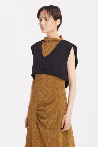 Evening Metallic Knit Sleeveless Long Dress - Bronze - Julia Allert