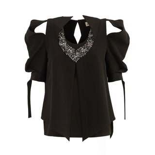 Evening Open Shoulder Blouse Black