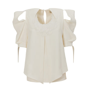 Evening Open Shoulder Blouse White