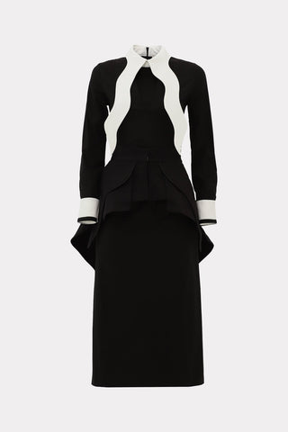 Evening Peplum Belted Dress Black - Two-Piece Set - Julia Allert