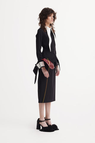 Evening Peplum Belted Dress Black - Two-Piece Set - Julia Allert