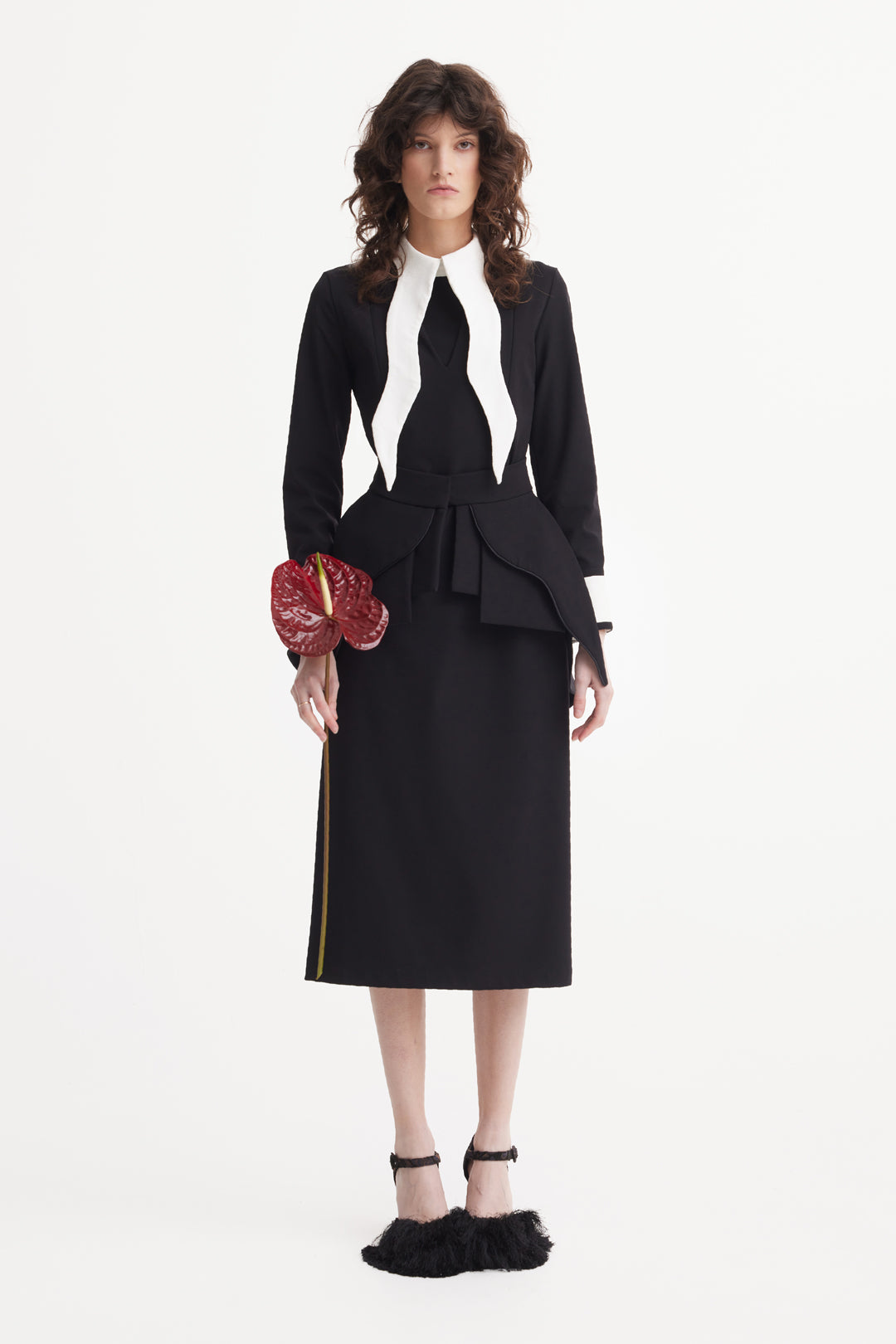 Evening Peplum Belted Dress Black - Two-Piece Set Julia Allert Evening Peplum Belted Dress Black - Two-Piece Set Julia Allert