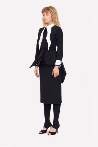 Evening Peplum Belted Dress Black - Two-Piece Set