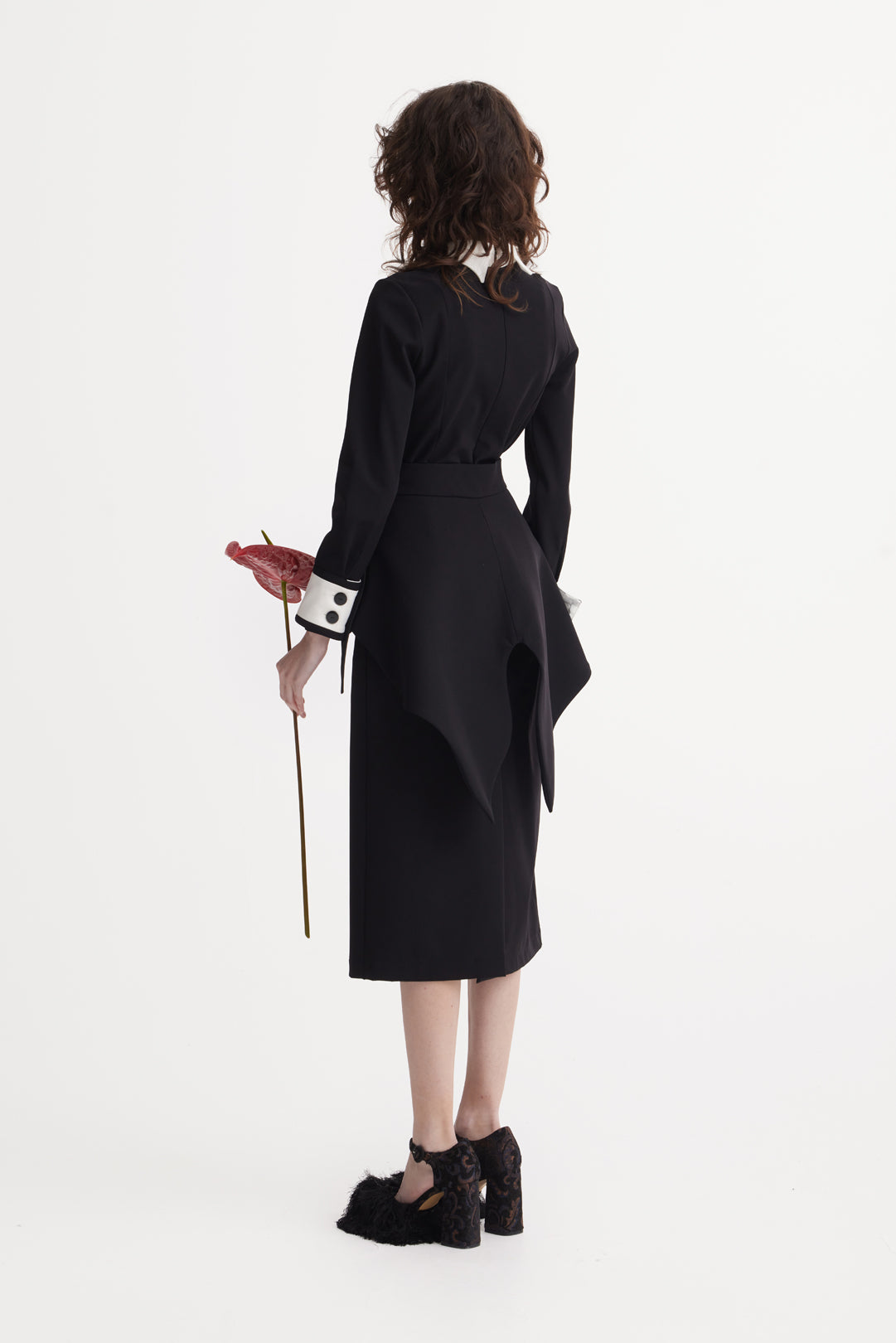 Evening Peplum Belted Dress Black - Two-Piece Set XL Evening Peplum Belted Dress Black - Two-Piece Set XL