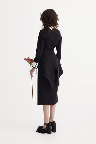 Evening Peplum Belted Dress Black - Two-Piece Set