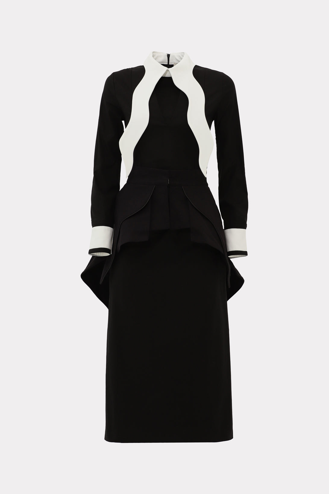 Evening Peplum Belted Dress Black - Two-Piece Set XL Evening Peplum Belted Dress Black - Two-Piece Set XL