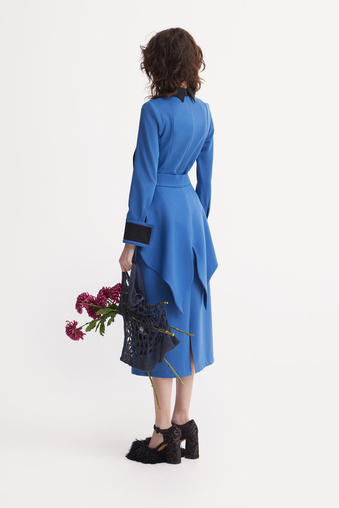Evening Peplum Belted Dress Blue - Two-Piece Set L Evening Peplum Belted Dress Blue - Two-Piece Set L
