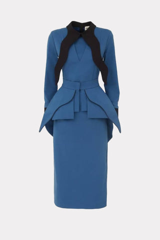Evening Peplum Belted Dress Blue - Two-Piece Set - Julia Allert