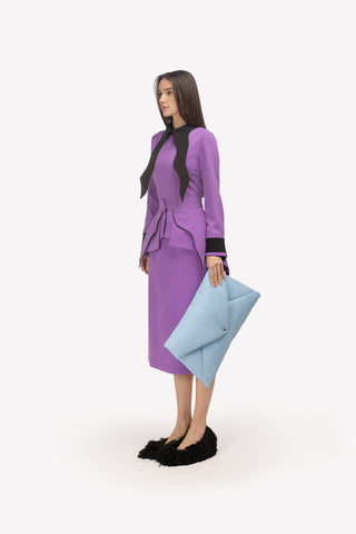 Evening Peplum Belted Dress Lavander - Two-Piece Set