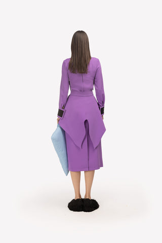 Evening Peplum Belted Dress Lavander - Two-Piece Set